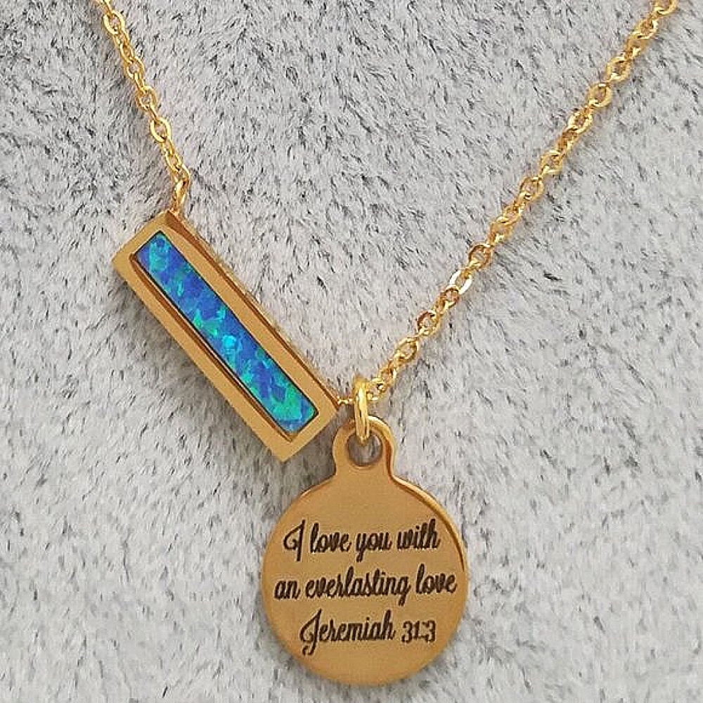 Gold Christian Bible Verse Scripture Necklace